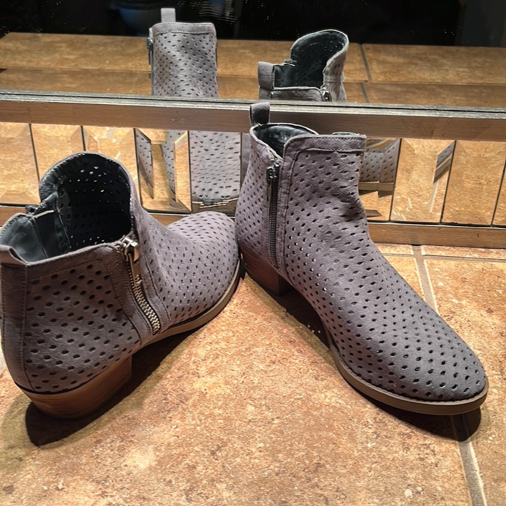 NWOT Gray Faux Suede Booties